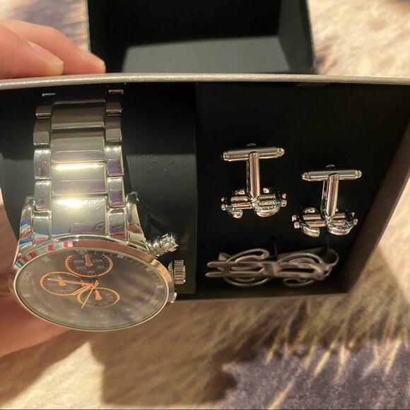 American Exchange Watch, Cuff Links & Tie Clip Set Metal Alloy Watch - Picture 5 of 15